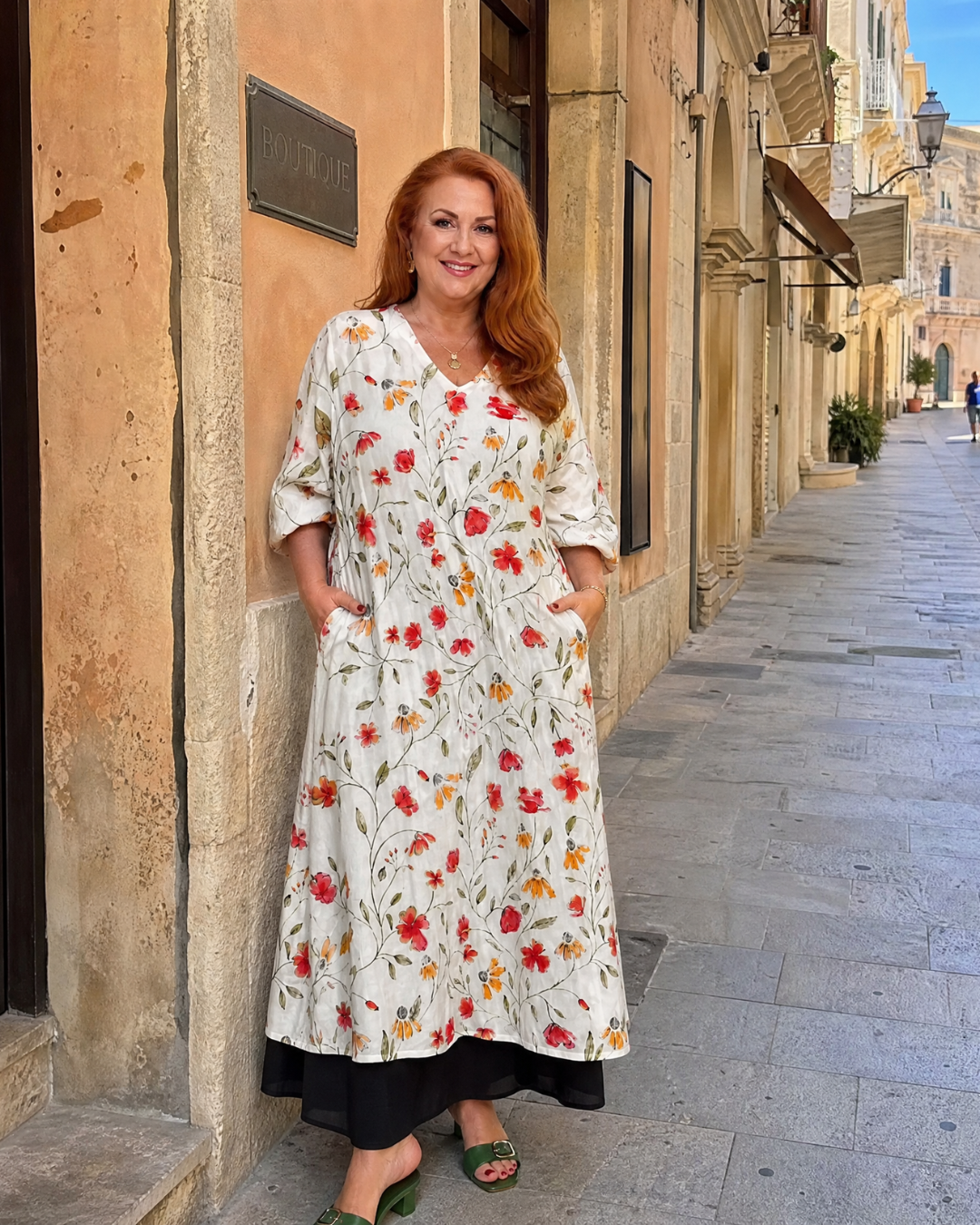 Colesum | Sukienka midi z nadrukiem w kwiaty polne na co dzień