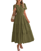 Elara™ | Sukienka maxi w stylu boho o kroju litery A z dekoltem w serek i luźnym krojem - Eliza-Warszawa