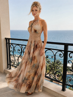 Elavenue | Sukienka maxi z koronką i dekoltem halter - Eliza-Warszawa