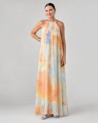Eloque | Akwarelowa sukienka maxi z dekoltem halter - Eliza-Warszawa