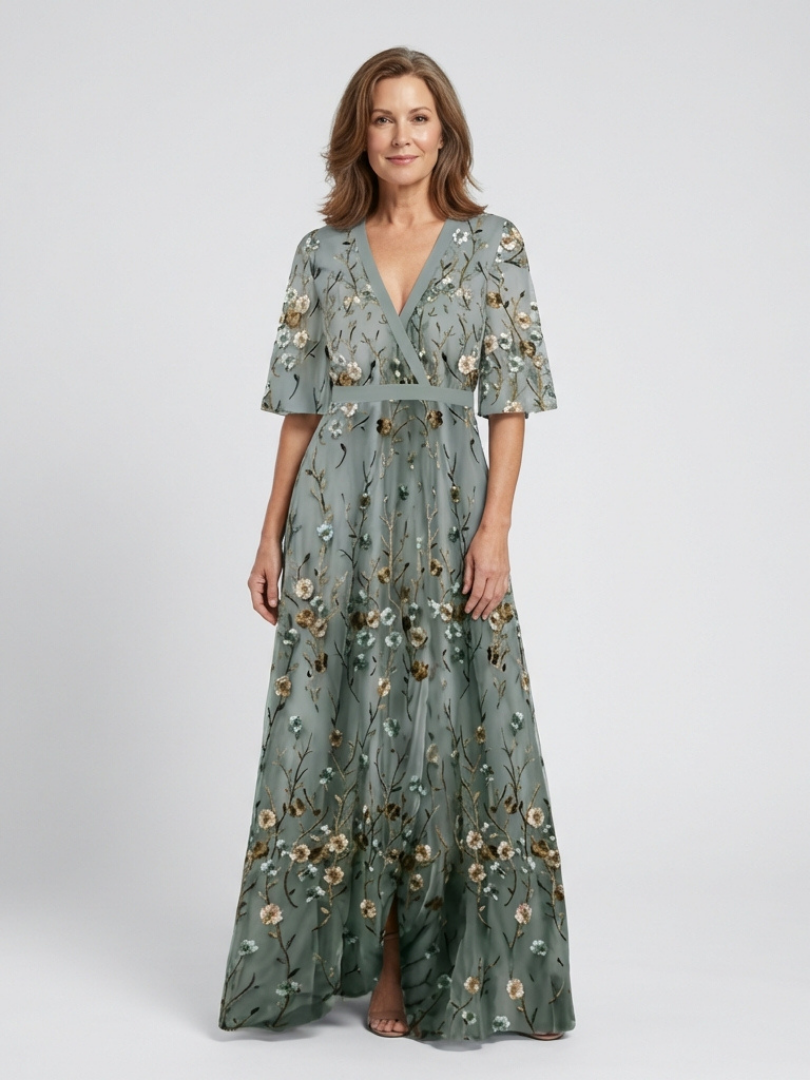 Evadne | Haftowana sukienka maxi - Eliza-Warszawa