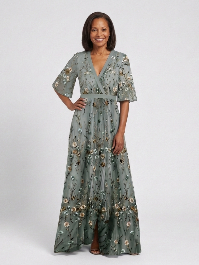 Evadne | Haftowana sukienka maxi - Eliza-Warszawa