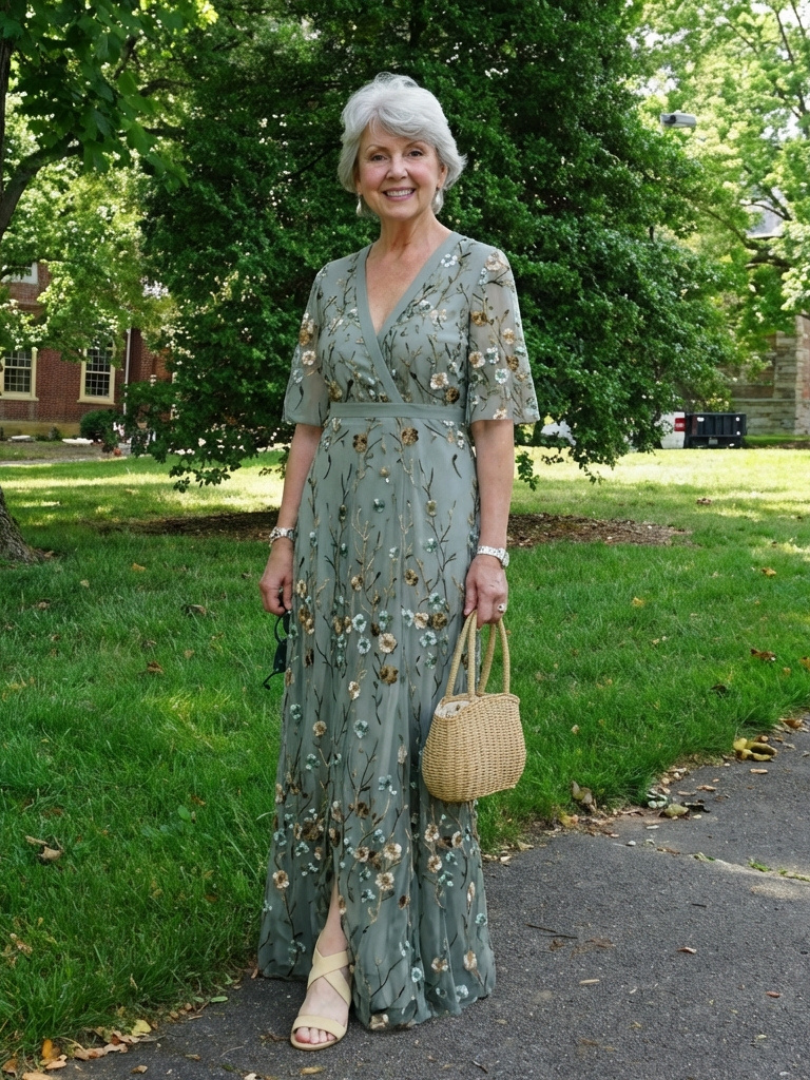 Evadne | Haftowana sukienka maxi - Eliza-Warszawa