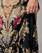 Evarose | Sukienka midi z ozdobnym nadrukiem w stylu vintage i rękawami trzy czwarte