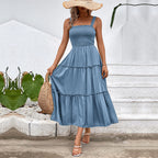 FIORELLE™ – Sukienka letnia z odkrytymi plecami i falbanką u dołu w stylu vintage - Eliza-Warszawa