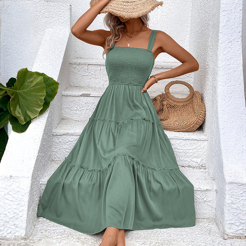 FIORELLE™ – Sukienka letnia z odkrytymi plecami i falbanką u dołu w stylu vintage - Eliza-Warszawa
