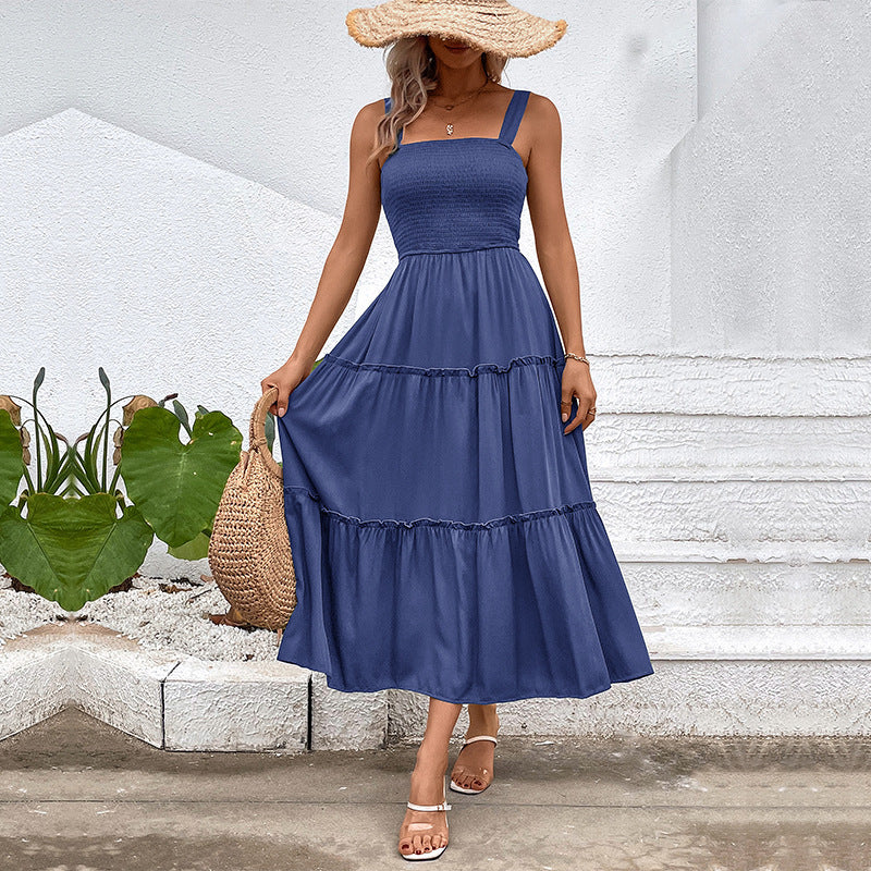 FIORELLE™ – Sukienka letnia z odkrytymi plecami i falbanką u dołu w stylu vintage - Eliza-Warszawa