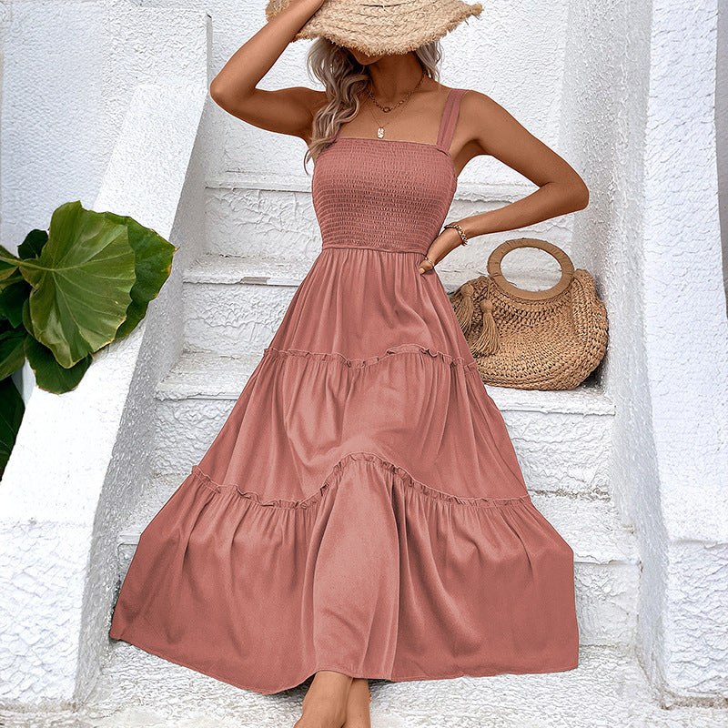 FIORELLE™ – Sukienka letnia z odkrytymi plecami i falbanką u dołu w stylu vintage - Eliza-Warszawa