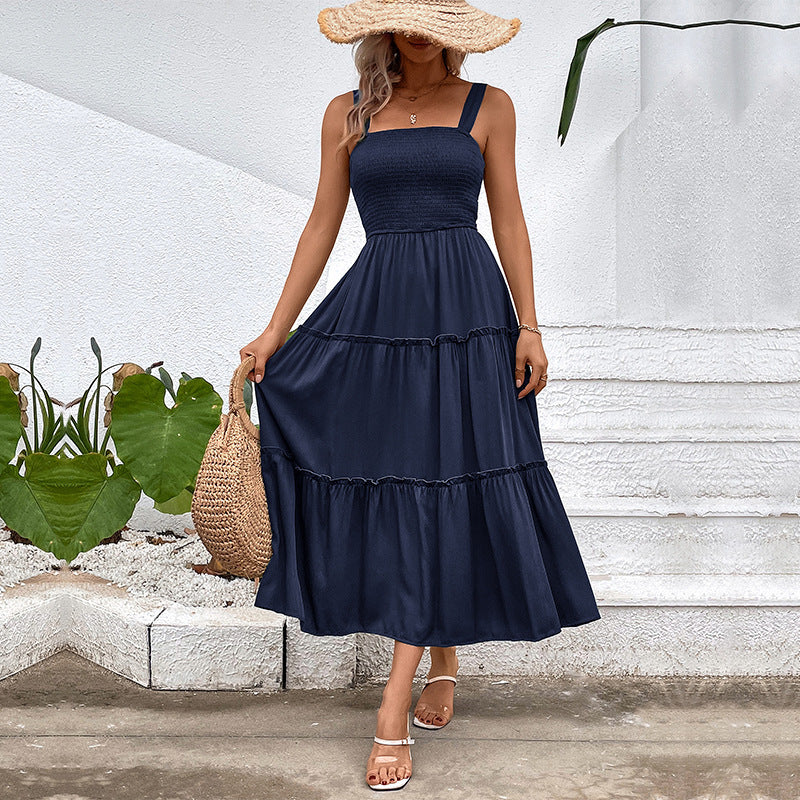 FIORELLE™ – Sukienka letnia z odkrytymi plecami i falbanką u dołu w stylu vintage - Eliza-Warszawa