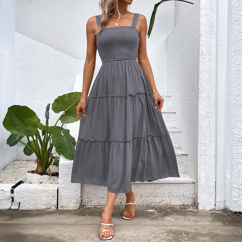 FIORELLE™ – Sukienka letnia z odkrytymi plecami i falbanką u dołu w stylu vintage - Eliza-Warszawa