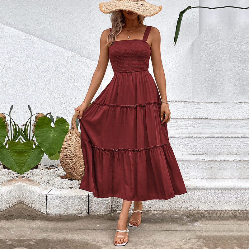 FIORELLE™ – Sukienka letnia z odkrytymi plecami i falbanką u dołu w stylu vintage - Eliza-Warszawa