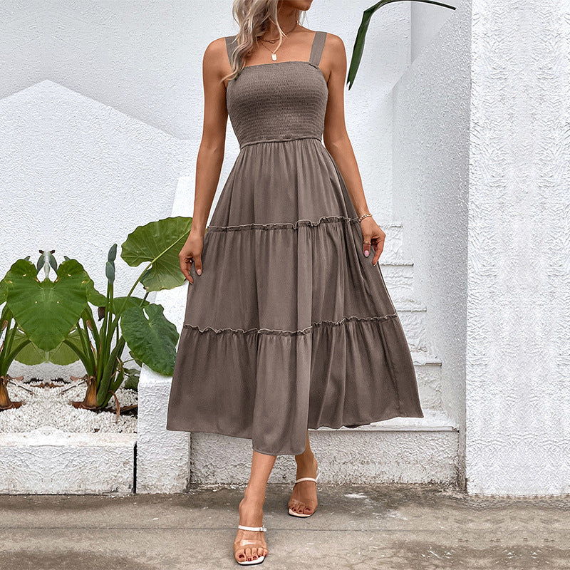 FIORELLE™ – Sukienka letnia z odkrytymi plecami i falbanką u dołu w stylu vintage - Eliza-Warszawa