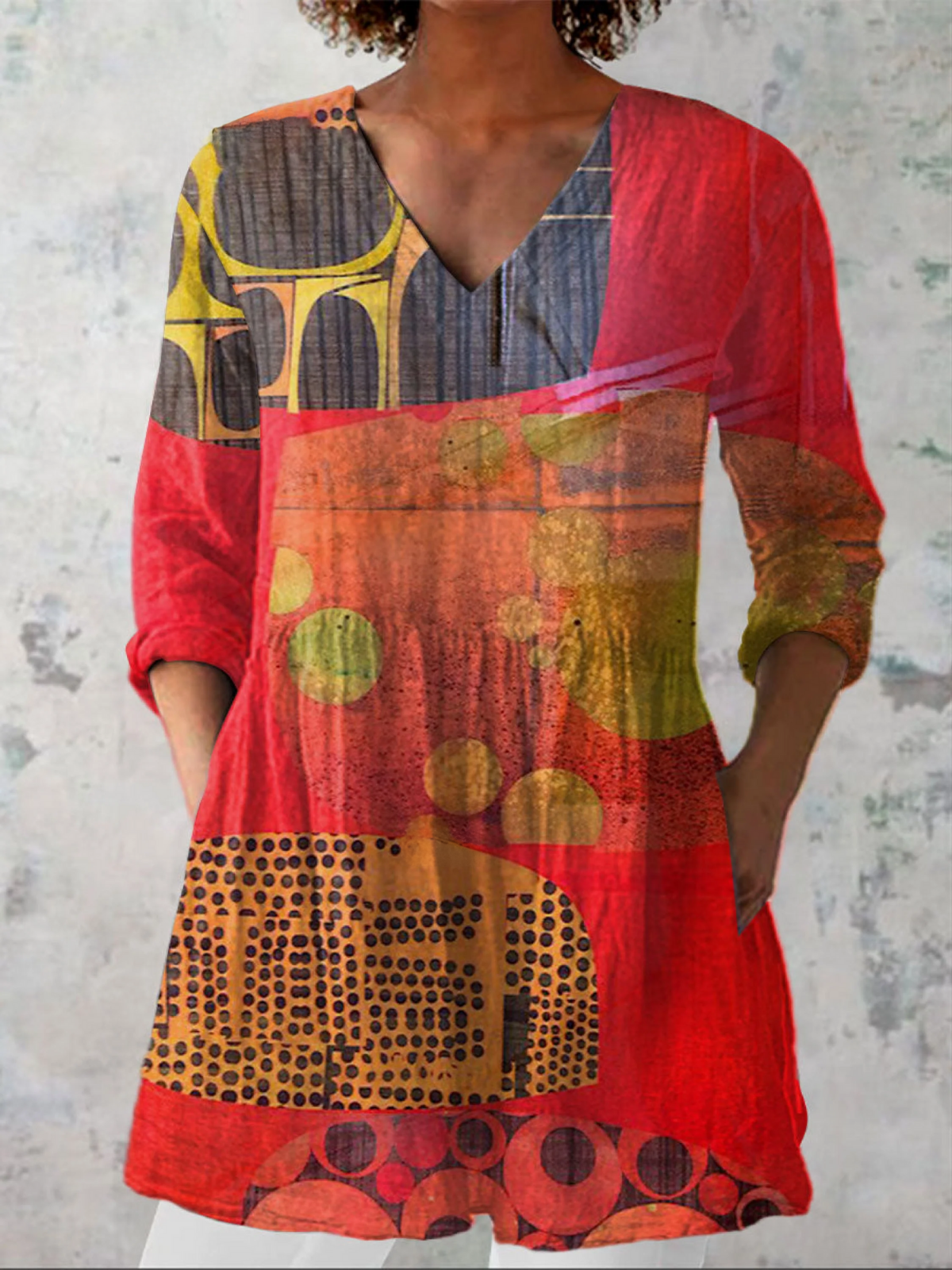 Lucie | Midi Bluzka V-neck - Eliza-Warszawa