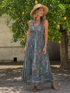 Marisela | Sukienka midi bez rękawów z nadrukiem paisley - Eliza-Warszawa