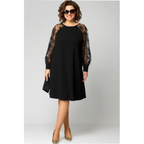 Olivia | Elegancka sukienka w rozmiarze plus size o kroju litery A z koronkowymi rękawami - Eliza-Warszawa