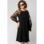 Olivia | Elegancka sukienka w rozmiarze plus size o kroju litery A z koronkowymi rękawami - Eliza-Warszawa
