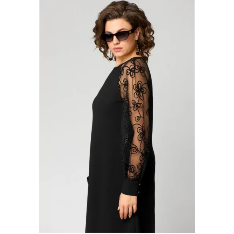 Olivia | Elegancka sukienka w rozmiarze plus size o kroju litery A z koronkowymi rękawami - Eliza-Warszawa