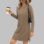 TATLO™ – Casualowa mini sukienka z długim rękawem i okrągłym dekoltem - Eliza-Warszawa