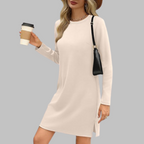 TATLO™ – Casualowa mini sukienka z długim rękawem i okrągłym dekoltem - Eliza-Warszawa