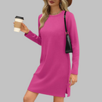 TATLO™ – Casualowa mini sukienka z długim rękawem i okrągłym dekoltem - Eliza-Warszawa