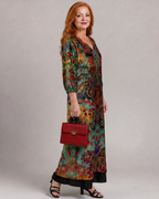 Valmira | Luźna sukienka midi z ozdobnym nadrukiem w stylu boho